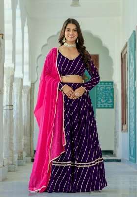 Purple Silk Lehenga Set with Embroidery for Diwali | Wedding & Festive Wear