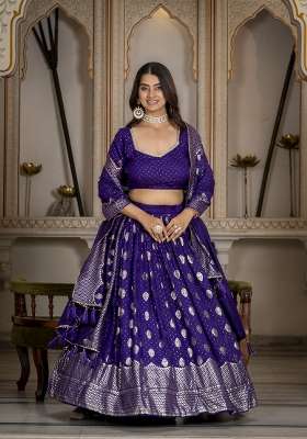 Purple Silk Lehenga Set with Embroidery for Diwali | Wedding & Festive Wear