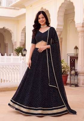 Black Embroidery Georgette Lehenga Set for Diwali and Festive Wear