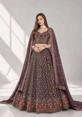 Light Purple Embroidery Georgette Lehenga Set for Diwali and Festive Wear