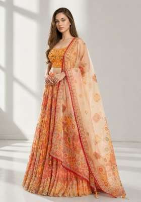 Yellow Organza Lehenga Set with Embroidery for Diwali | Wedding & Festive Wear