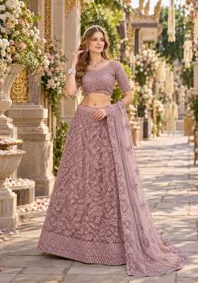 Light Purple Sequin Work Net Lehenga Set