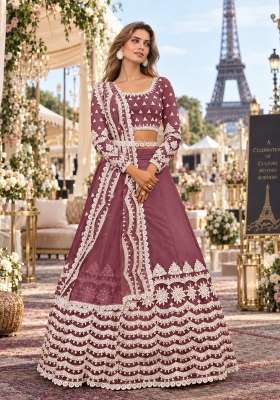 Purple Net Lehenga Set with Thread Work for Diwali | Wedding & Festive Wear