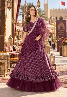 Maroon Sequin Work Silk Lehenga Set