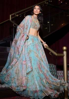 Blue Silk Lehenga Set with Embroidery for Diwali | Wedding & Festive Wear