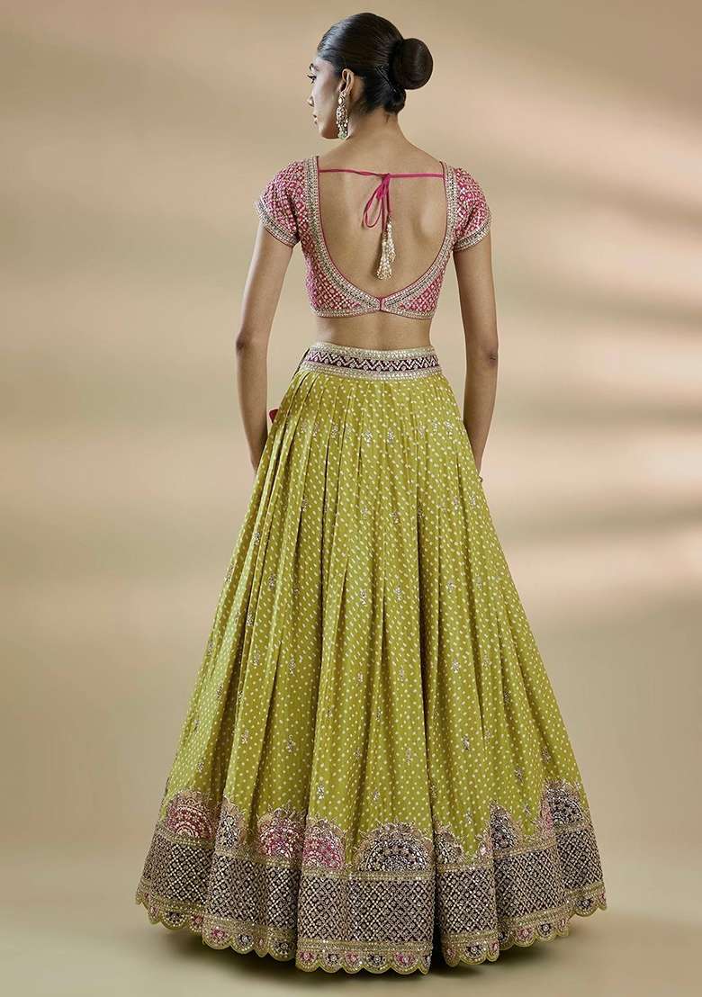Mustard Embroidery Silk Lehenga Set - Indya