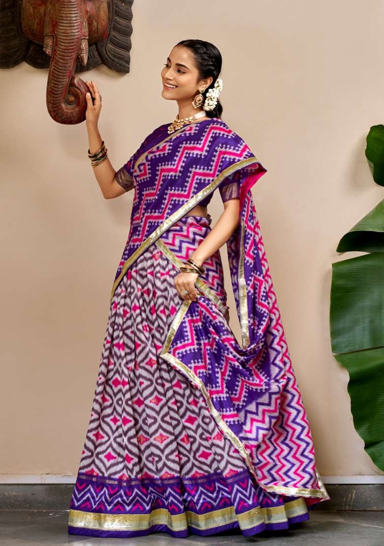 Purple Silk Lehenga Set for Diwali | Wedding & Festive Wear - Indya