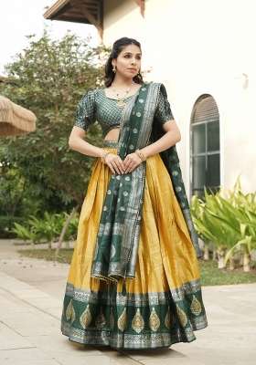 Yellow Silk Lehenga Set with Zari Work for Diwali | Wedding & Festive Wear