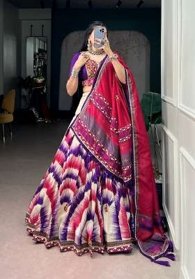 Purple Silk Lehenga Set with Printed for Diwali | Wedding & Festive Wear