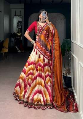 Red Silk Lehenga Set with Printed for Diwali | Wedding & Festive Wear