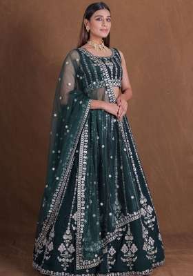 Black Embroidery Georgette Lehenga Set for Diwali and Festive Wear