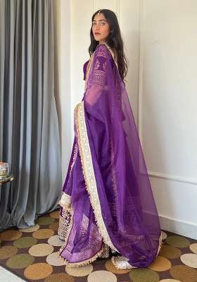 Purple Georgette Lehenga Set with Embroidery for Diwali | Wedding & Festive Wear