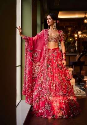 Pink Silk Lehenga Set with Embroidery for Diwali | Wedding & Festive Wear
