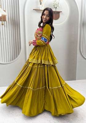 Perrot Cotton Lehenga Set with Mirror Work for Diwali | Wedding & Festive Wear