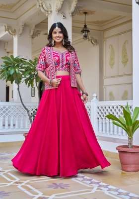 Pink Vichitra Lehenga Set with Embroidery for Diwali | Wedding & Festive Wear