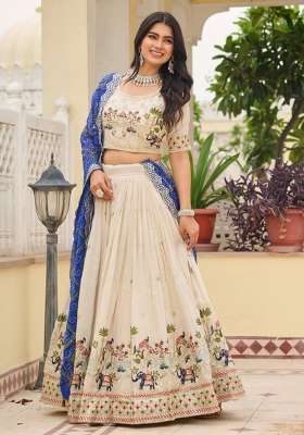 Blue Work Silk Lehenga Set with Sequin for Diwali | Wedding & Festive Wear