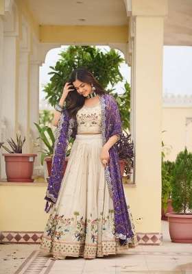 Purple Work Silk Lehenga Set with Sequin for Diwali | Wedding & Festive Wear
