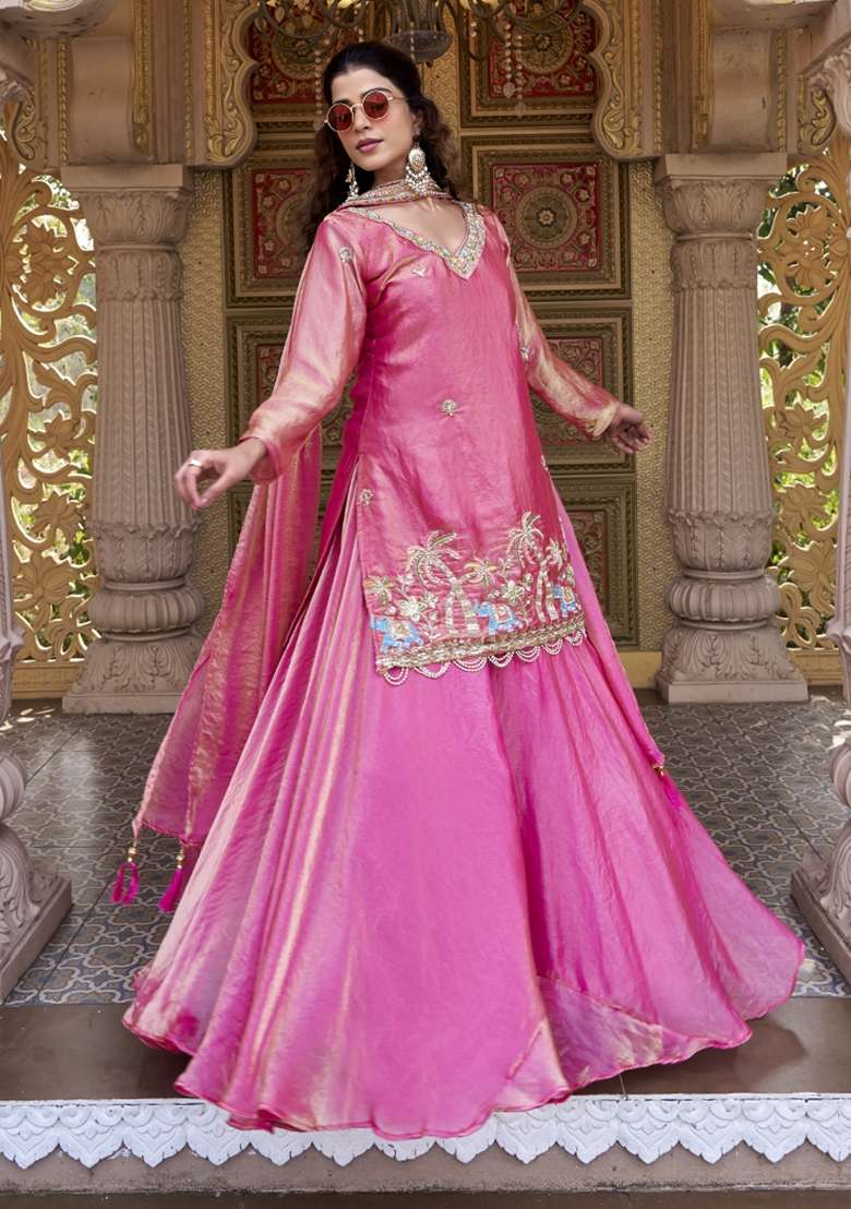 Pink Sequin Work Fendi Lehenga Set for Diwali and Festive Wear - Indya