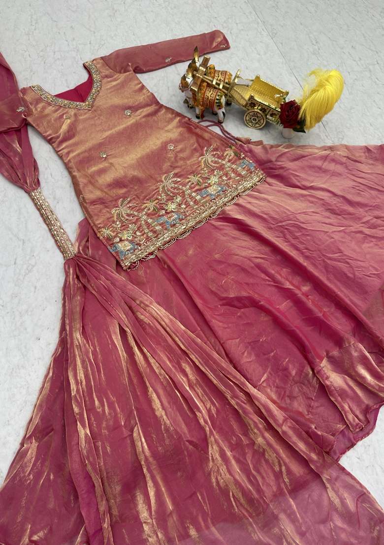 Pink Sequin Work Fendi Lehenga Set for Diwali and Festive Wear - Indya