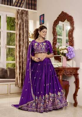 Purple Work Silk Lehenga Set with Sequin for Diwali | Wedding & Festive Wear