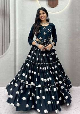 Black Handwork Cotton Lehenga Set for Diwali and Festive Wear