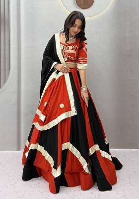 Black Gotta Patti Cotton Lehenga Set for Diwali | Wedding & Festive Wear