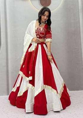 White Gotta Patti Cotton Lehenga Set for Diwali and Festive Wear