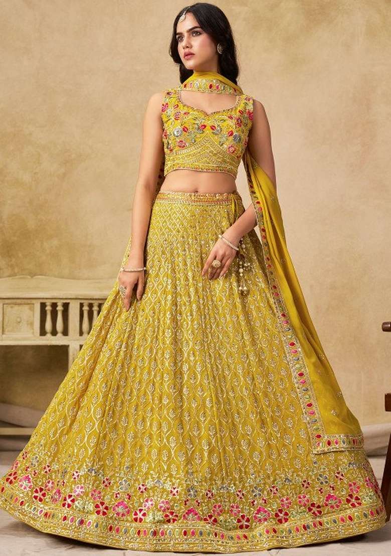 Purple Sequin Work Georgette Lehenga Set for Diwali and Festive Wear - Indya