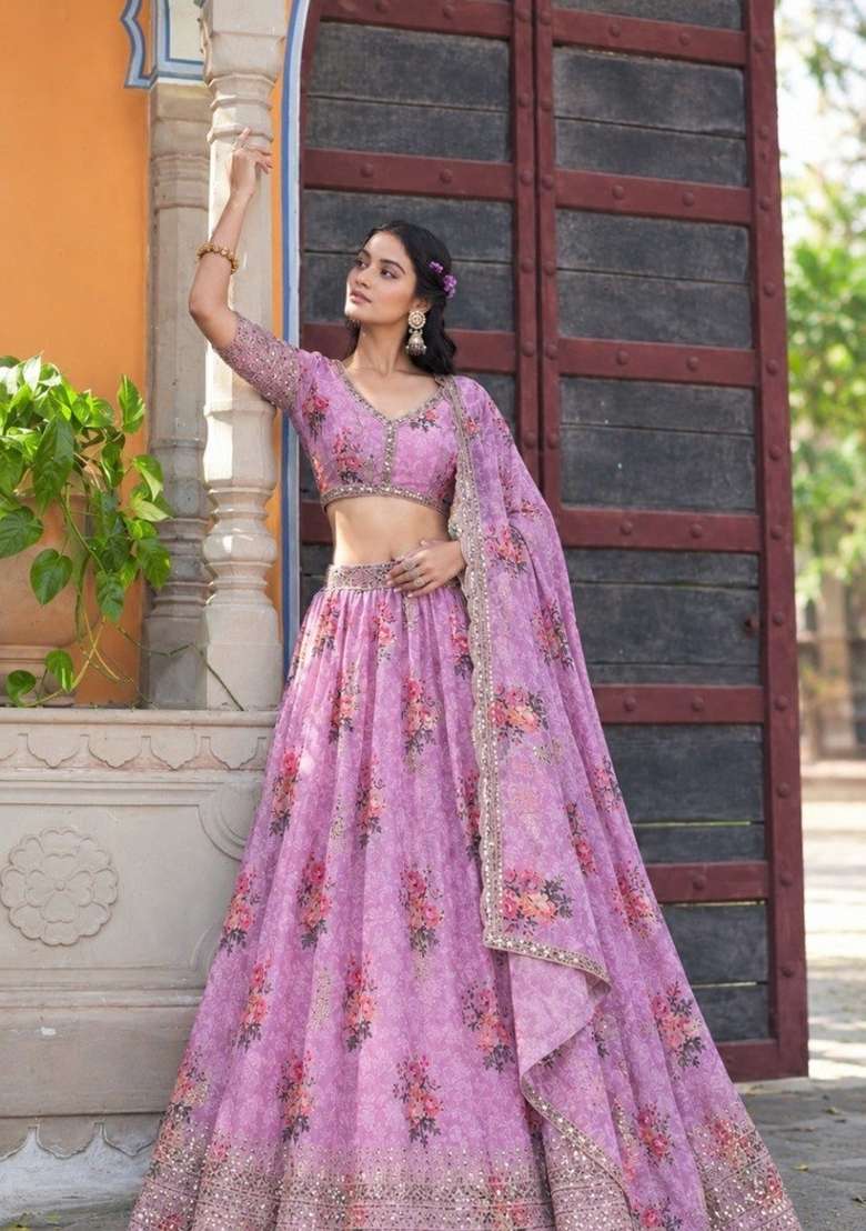 Teal Sequin Work Georgette Lehenga Set for Diwali and Festive Wear - Indya