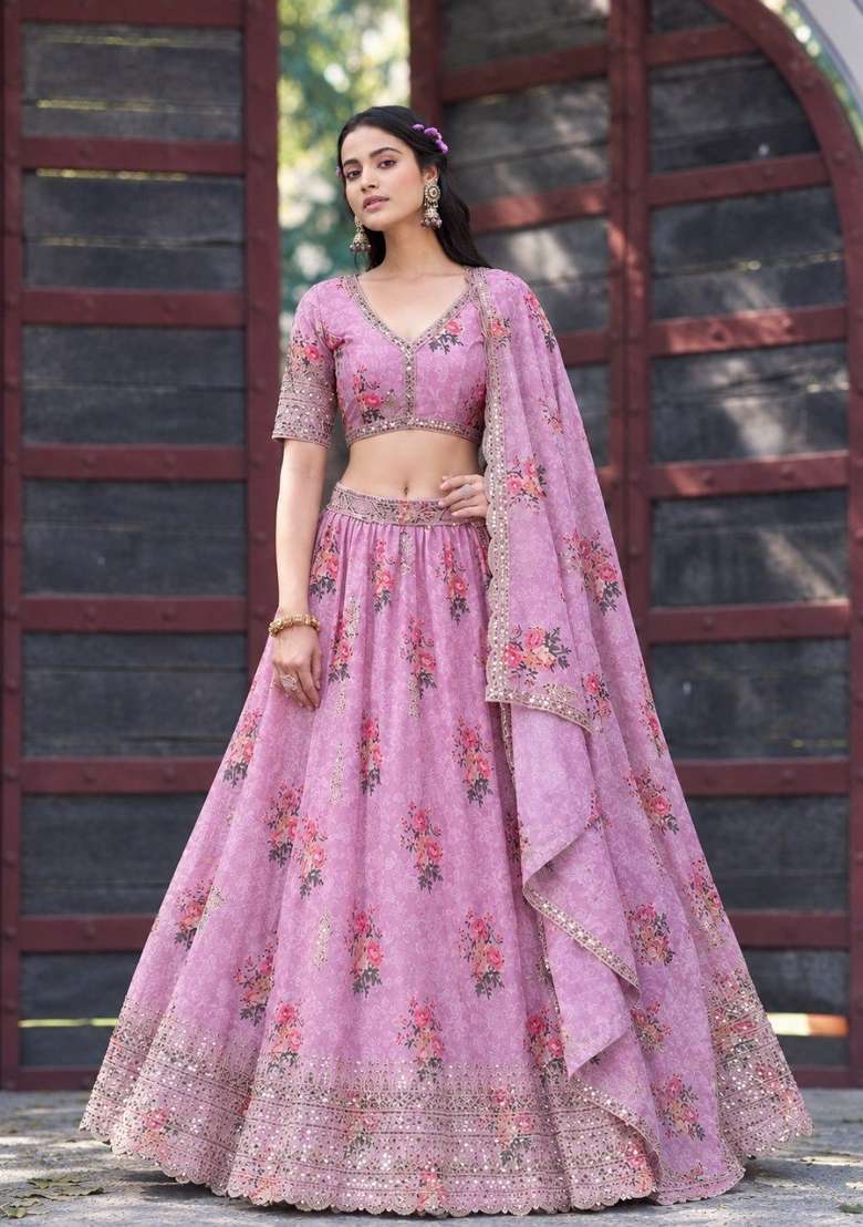 Teal Sequin Work Georgette Lehenga Set for Diwali and Festive Wear - Indya
