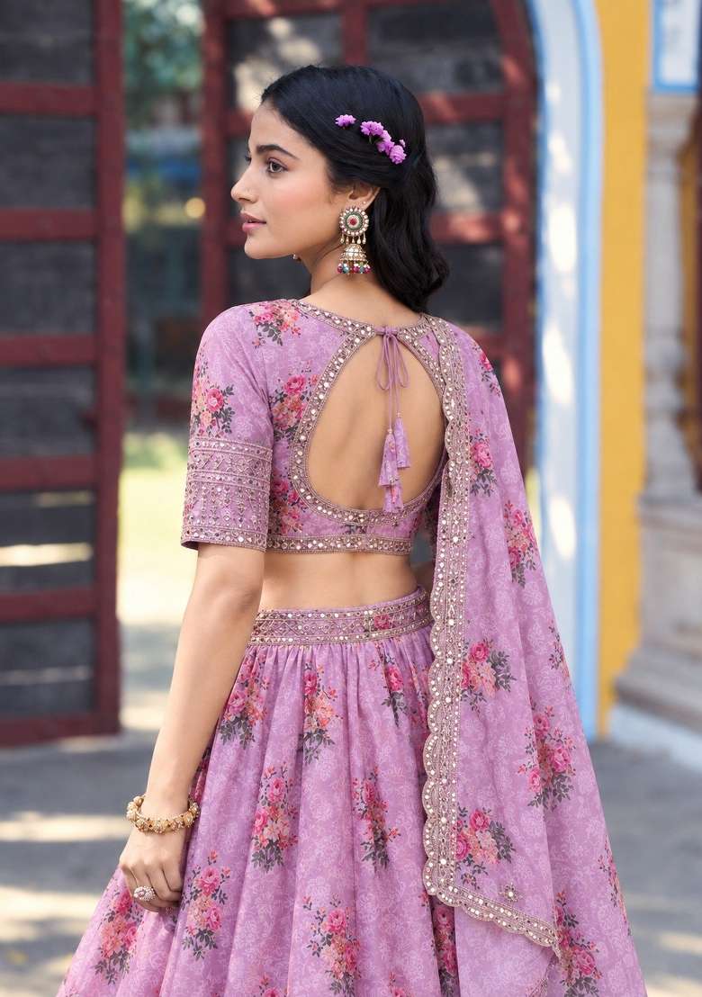 Teal Sequin Work Georgette Lehenga Set for Diwali and Festive Wear - Indya