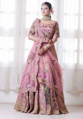 Pink Work Georgette Lehenga Set with Sequin for Diwali | Wedding & Festive Wear