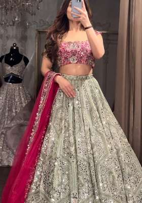 Multicolor Georgette Lehenga Set with Embroidery for Diwali | Wedding & Festive Wear