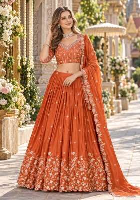 Royal Blue Embroidery Silk Lehenga Set for Diwali and Festive Wear