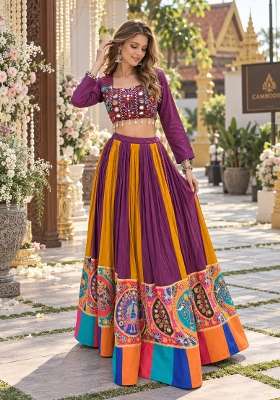 Wine Embroidery Rayon Lehenga Set for Diwali and Festive Wear