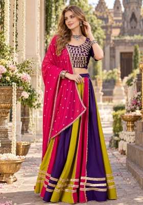 Multicolor Cotton Lehenga Set with Mirror Work for Diwali | Wedding & Festive Wear