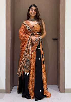 Mustard Rayon Lehenga Set with Embroidery for Diwali | Wedding & Festive Wear