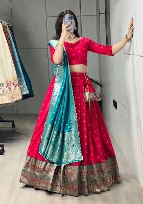 Firozi Zari Work Silk Lehenga Set