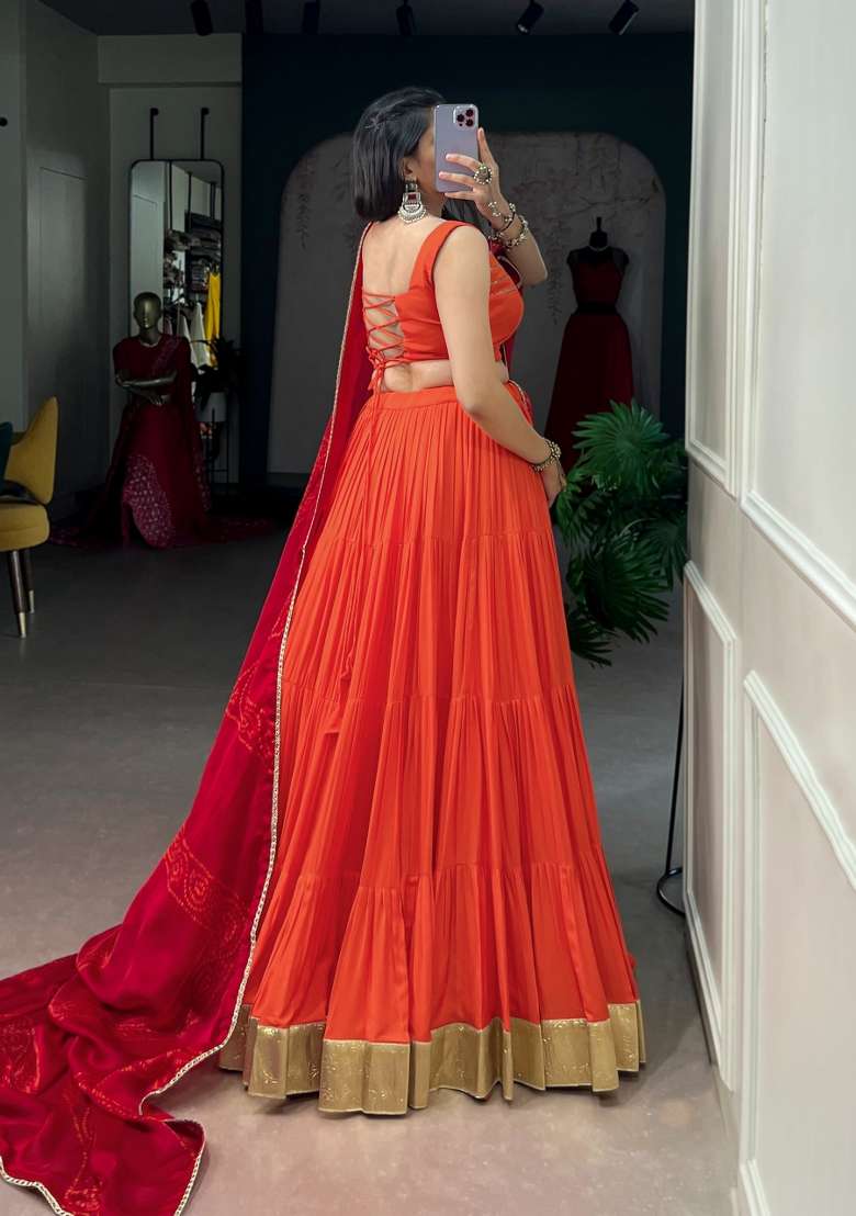 Maroon  Rayon Lehenga Set - Indya