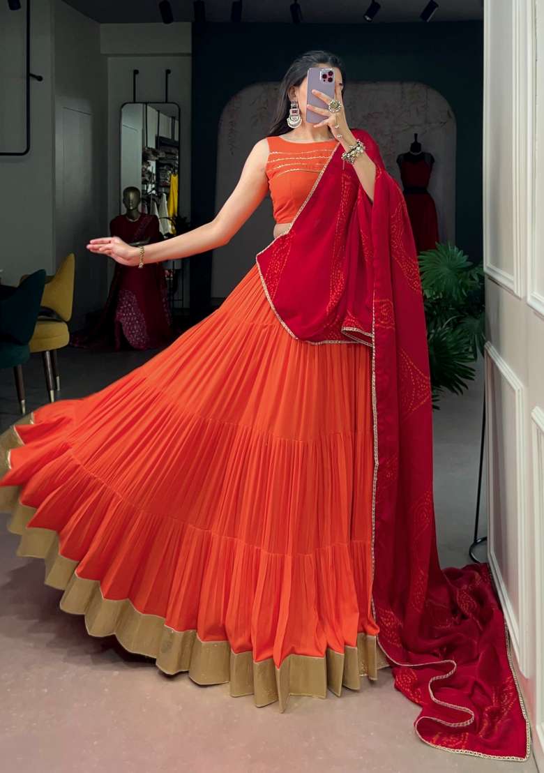 Maroon  Rayon Lehenga Set - Indya