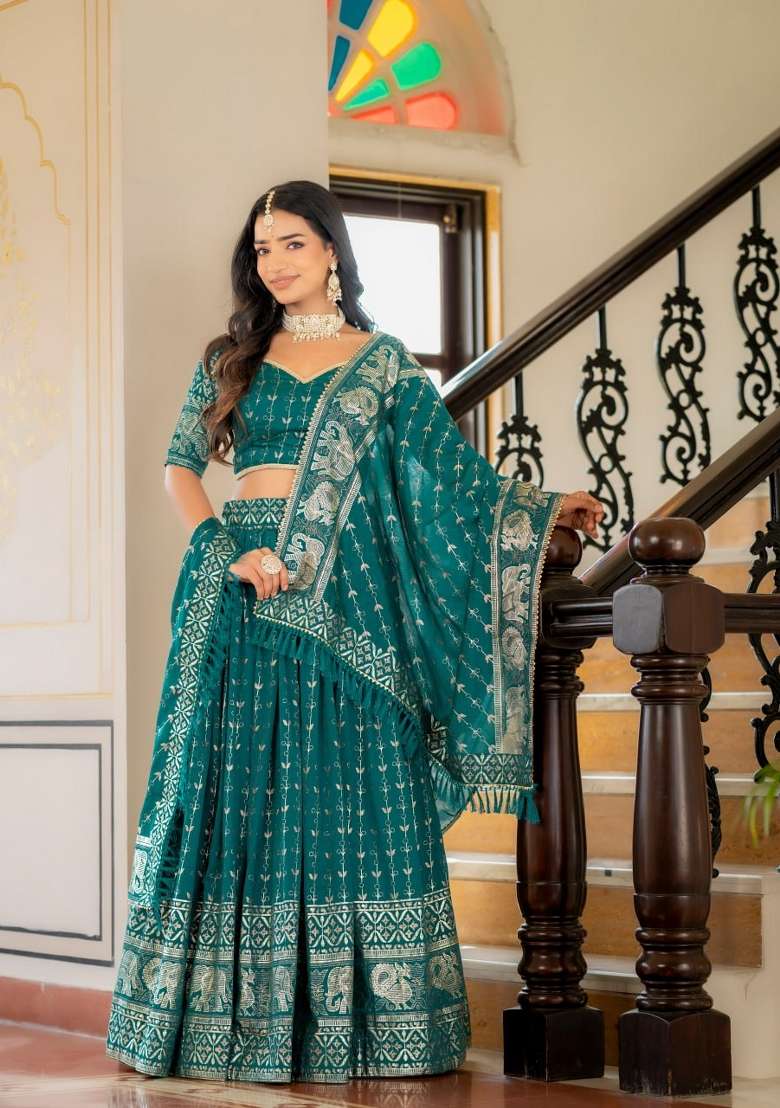 Rama Embroidered Silk Lehenga Set - Indya