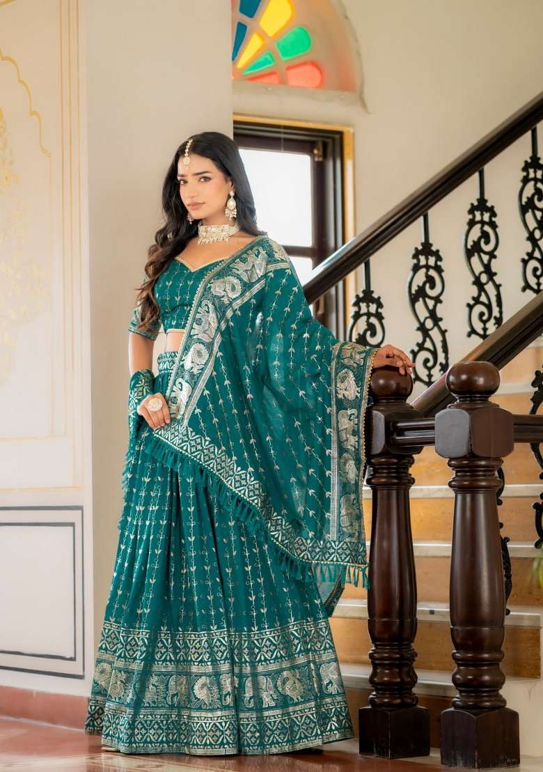 Rama Embroidered Silk Lehenga Set - Indya