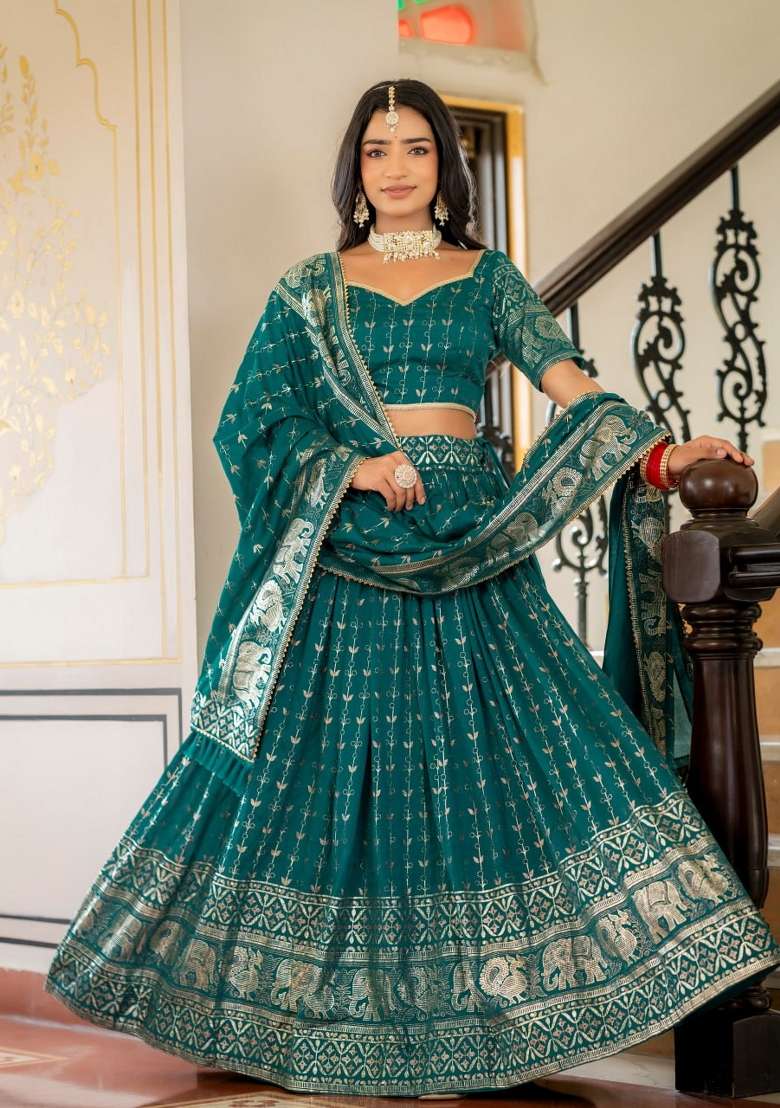 Rama Embroidered Silk Lehenga Set - Indya