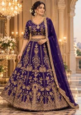 Purple Sequin Work Georgette Lehenga Set