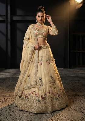 Cream Embroidered Fendi Lehenga Set