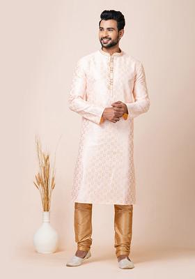 Cream Cotton Jacquard Kurta Set
