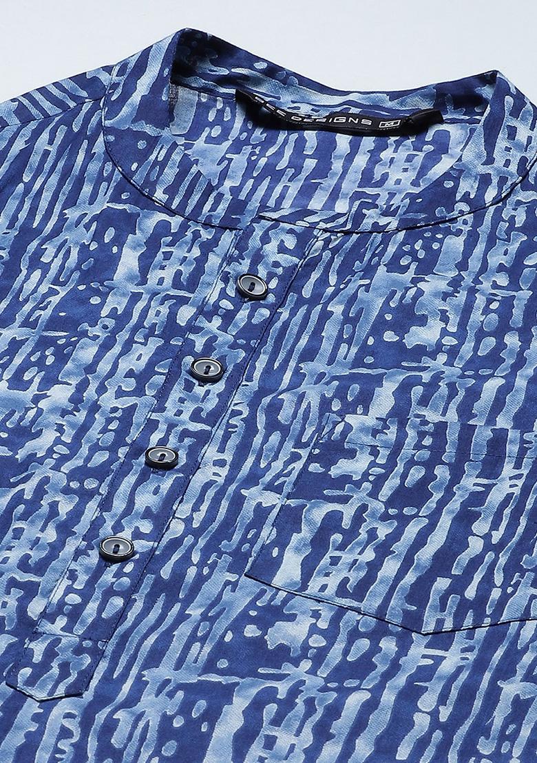 Blue Pure Cotton Kurta Set For Men