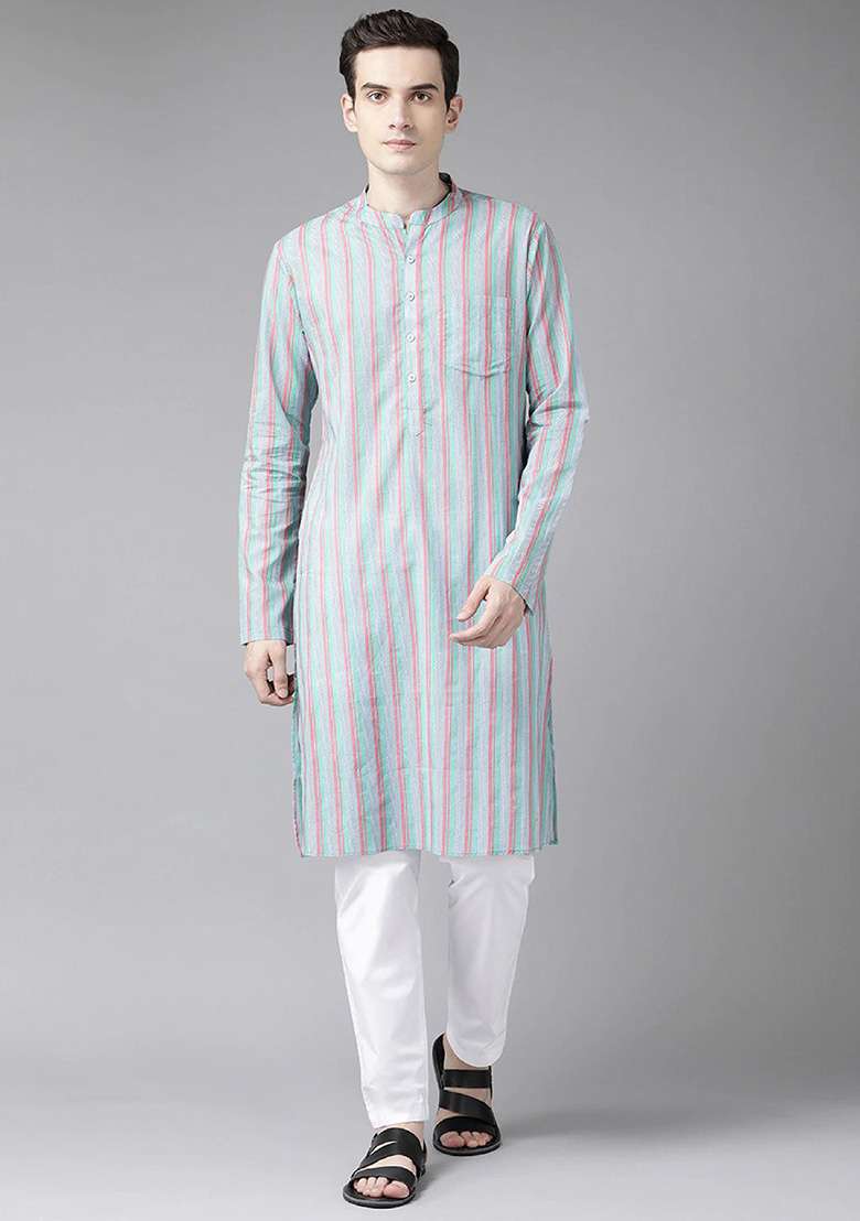 Multicolour Printed Straight Kurta For Men - Indya