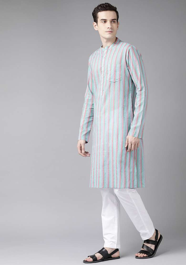 Multicolour Printed Straight Kurta For Men - Indya