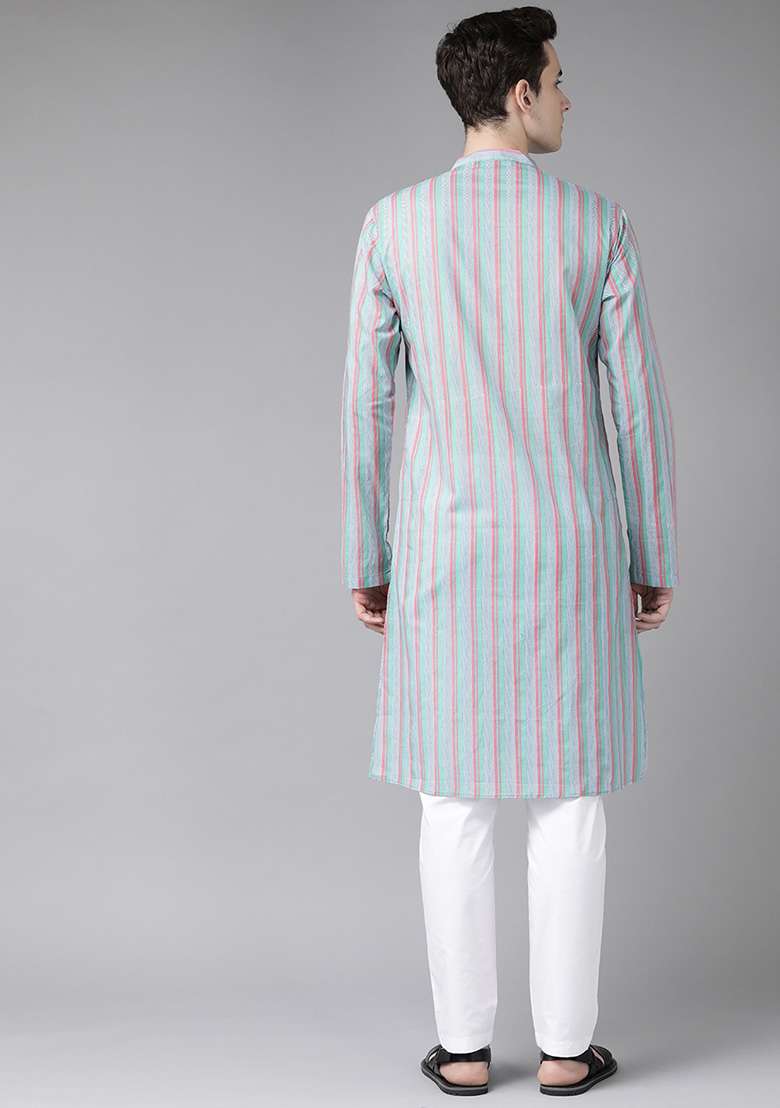 Multicolour Printed Straight Kurta For Men - Indya